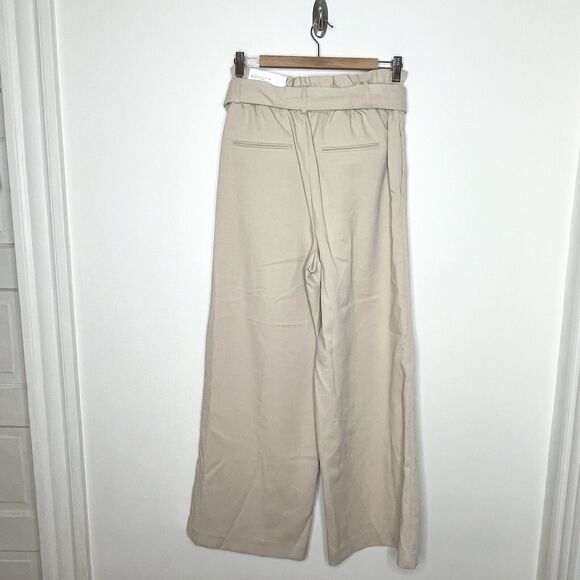Ann Taylor Wide Leg High Rise Belted Trouser Pants Khaki Tan Womens Small - Picture 6 of 10
